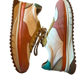 Madewell MWL Colorblock Leather Sneakers Women's Size 8 White Pink Orange Teal